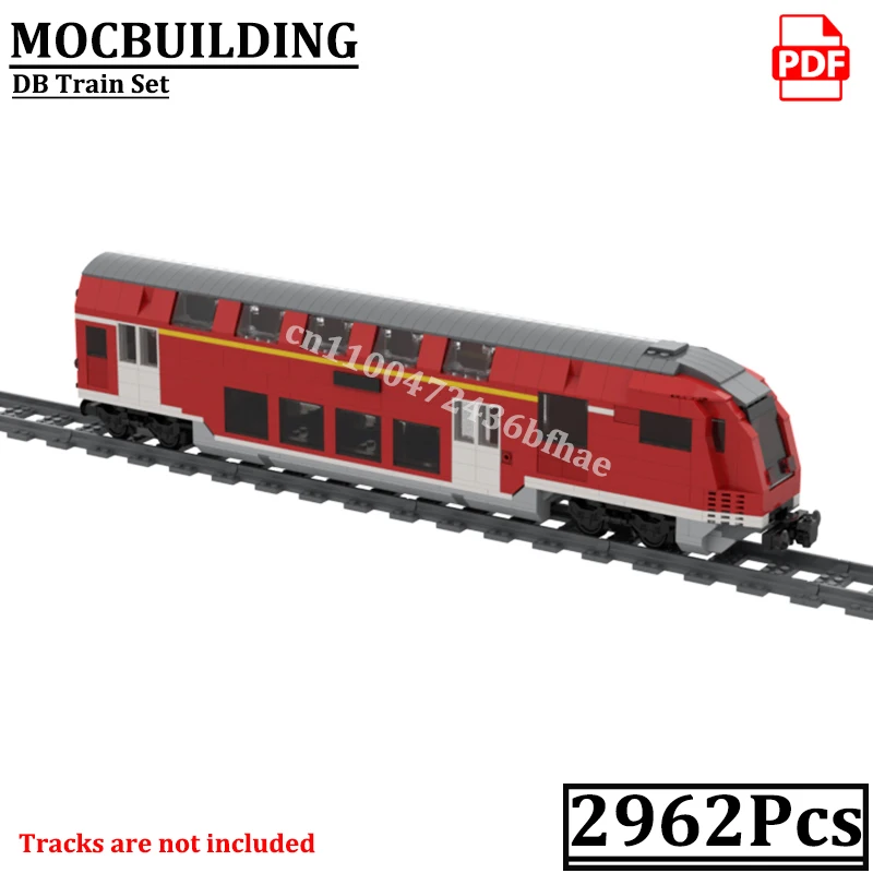 Zestaw kolejowy DB BR 143 z lokomotywą i wagony pasażerskie, model kolejowy, klocki konstrukcyjne MOCBUILDING, zabawki konstrukcyjne, prezent, klocki.