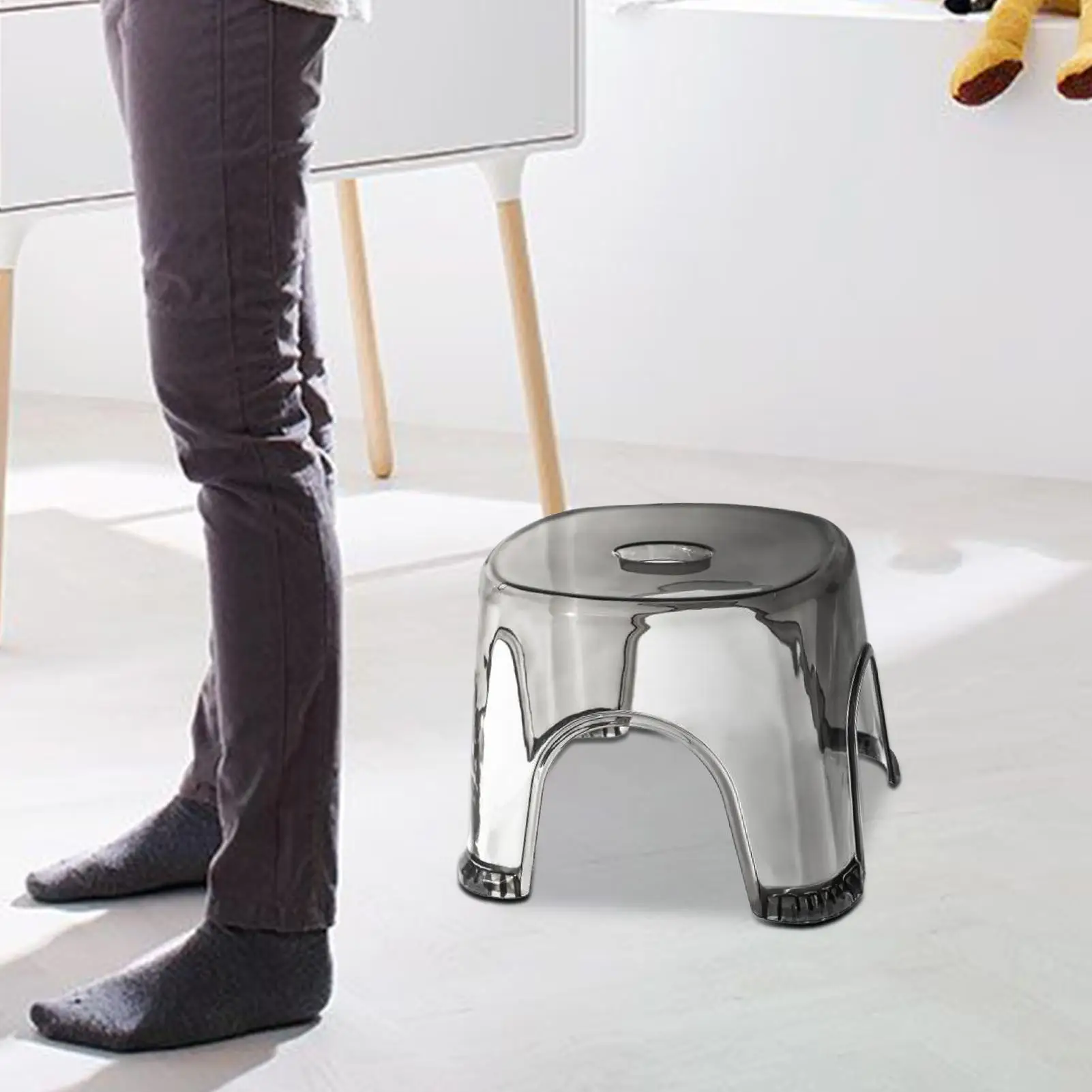 Clear Shower Foot Stool Non-slip Waterproof Transparent household round stool thickened anti slip small stool footrest stool