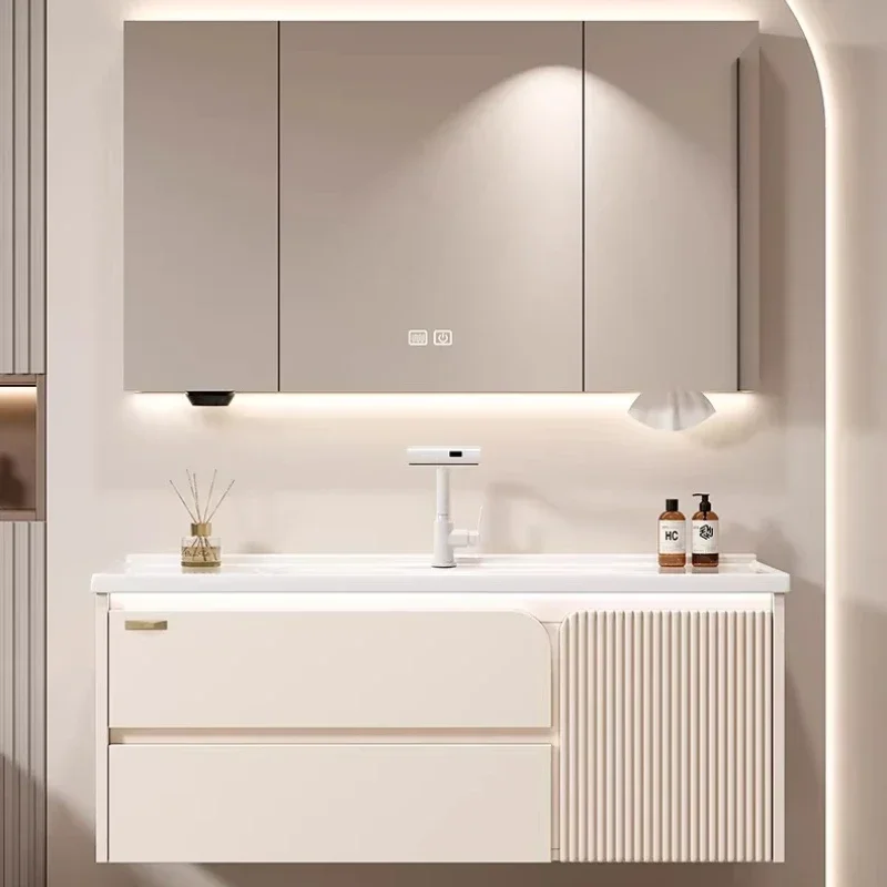 Bathroom Cabinet Toilet Wash Organizer Closet Vanity Bathroom Sink Cabinet Furniture Home Ceramic Integrated Basin Combination
