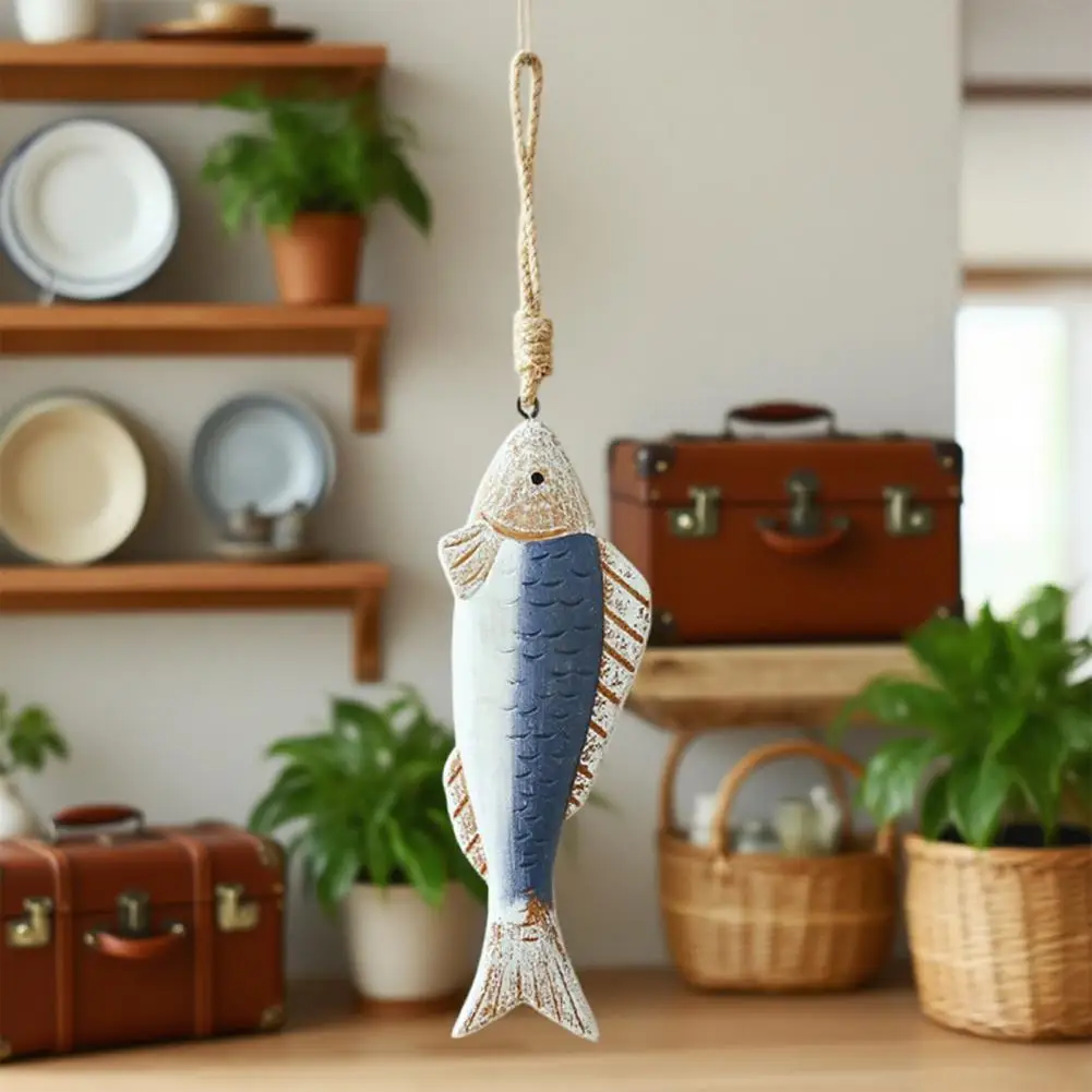 Vintage Wooden Fish Decor Vintage Wooden Fish Wall Art Rustic Nautical Home Decoration Farmhouse String Hanging Ornament Pendant