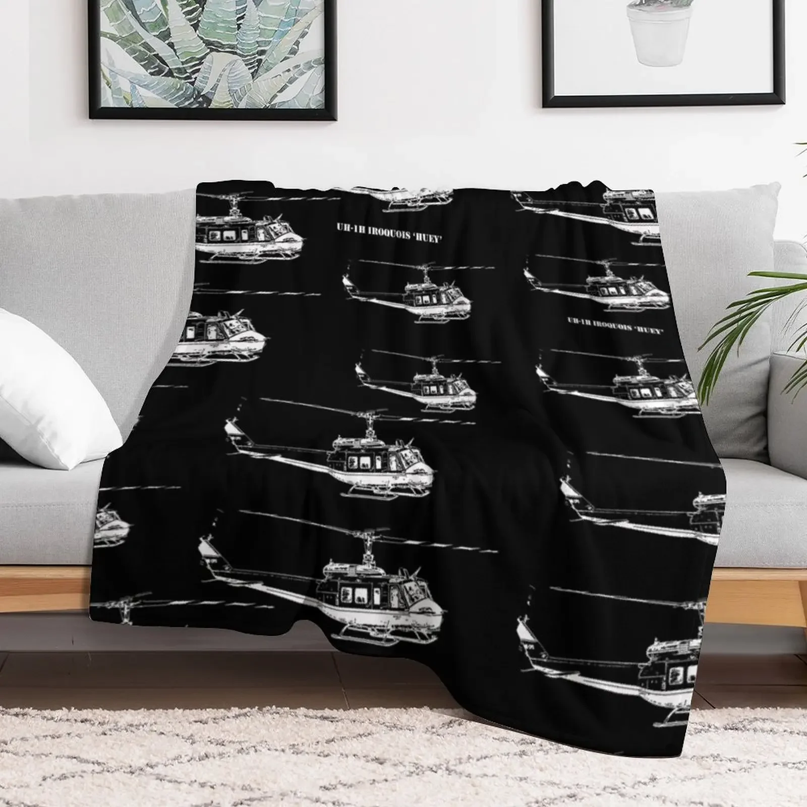 UH-1H Huey Helicopter Throw Blanket Decoratives Travel Blankets