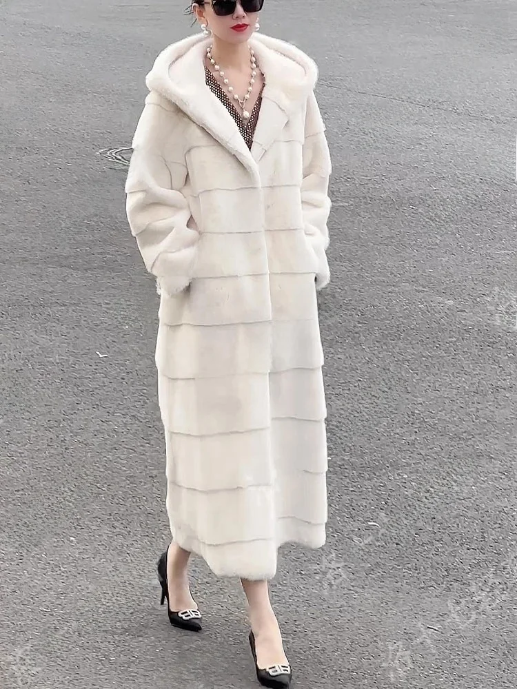 

Women's Long Velvet Coat Warm Woolen Outerwear Autumn Winter Q Middle-aged Open Cardigan 2025 New Sle Ladies' Thermal