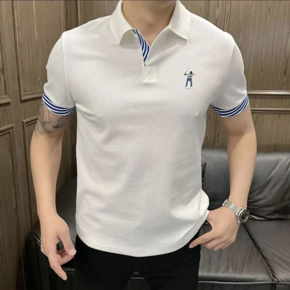 

Summer New Men's Golf Polo Shirt Casual High Quality Simple Collar Polo Short Sleeve T Shirt Top Luxury Brand Men Golf Clothing