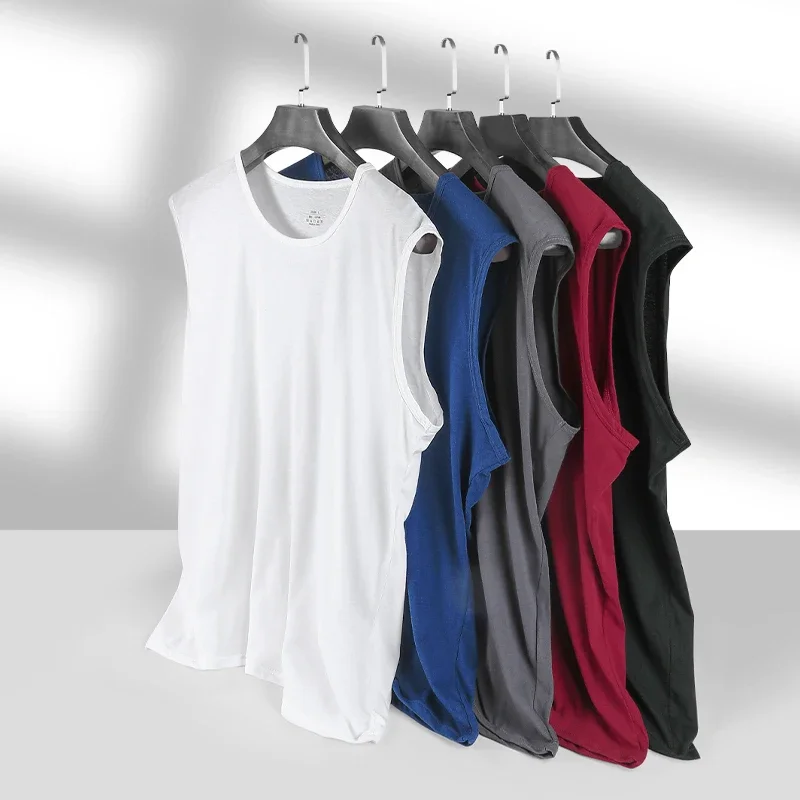 Men's pure cotton vest breathable slim youth sports foundation hurdle I loose summer thin halter undershirt