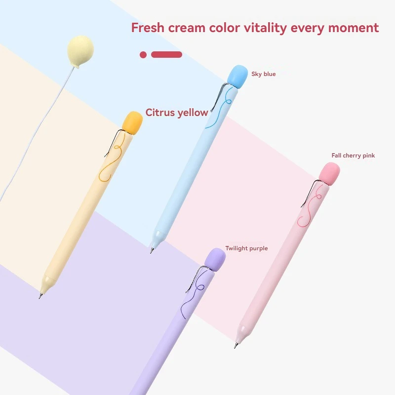 2PC/4PC Gel Pen  Decompression Balloon Creative Neutral Pen Solid Color High Aesthetic Value Press To Brush Questions Signature