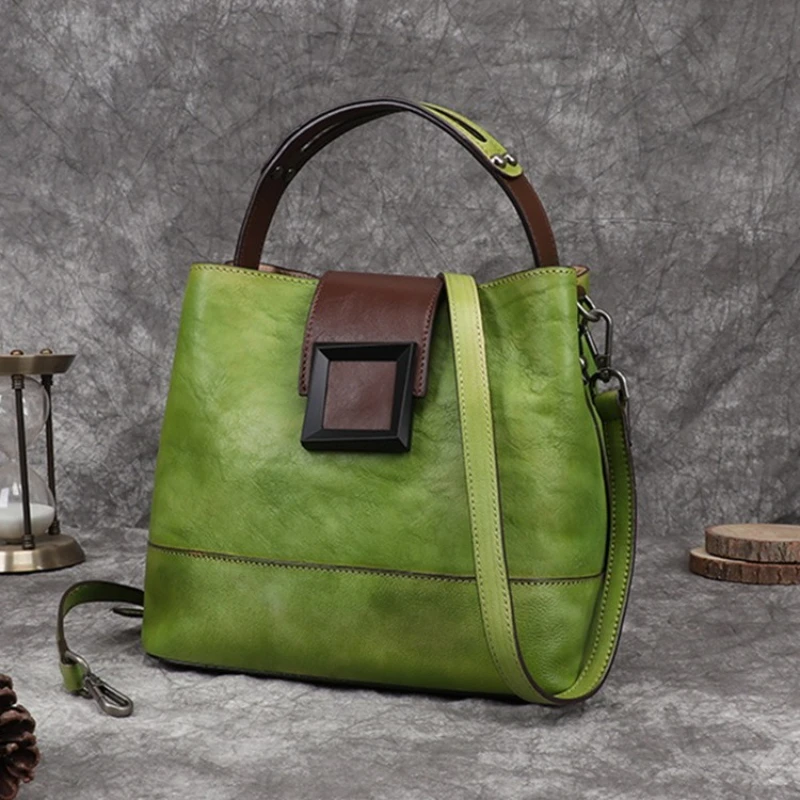 

Genuine Leather Luxury Designer Handbag Women High Quality Cowhide Vintage Shoulder Bag Large Capacity Exquisite Crossbody Bag