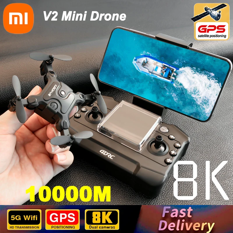 mini drone profissional drone evitar obstaculos brinquedo wifi quadcopter dobravel camera hd 8k fpv rc 10000m rtf xiaomi v2 01