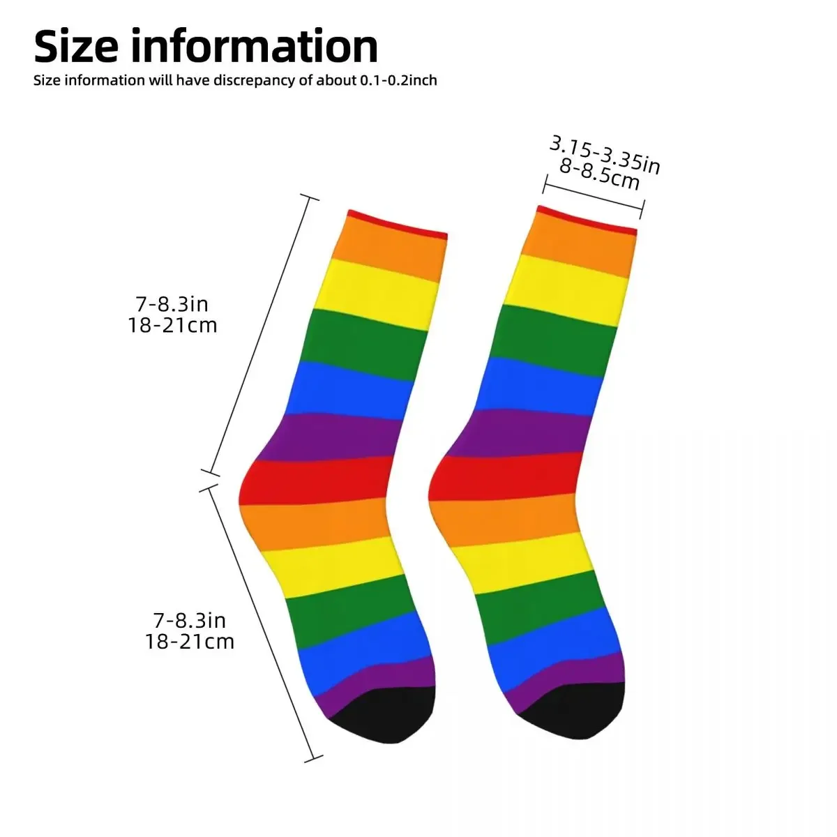 Stoking menyerap keringat Harajuku kaus kaki bendera pelangi Gay Pride Aksesori kaus kaki panjang sepanjang musim untuk hadiah Natal uniseks