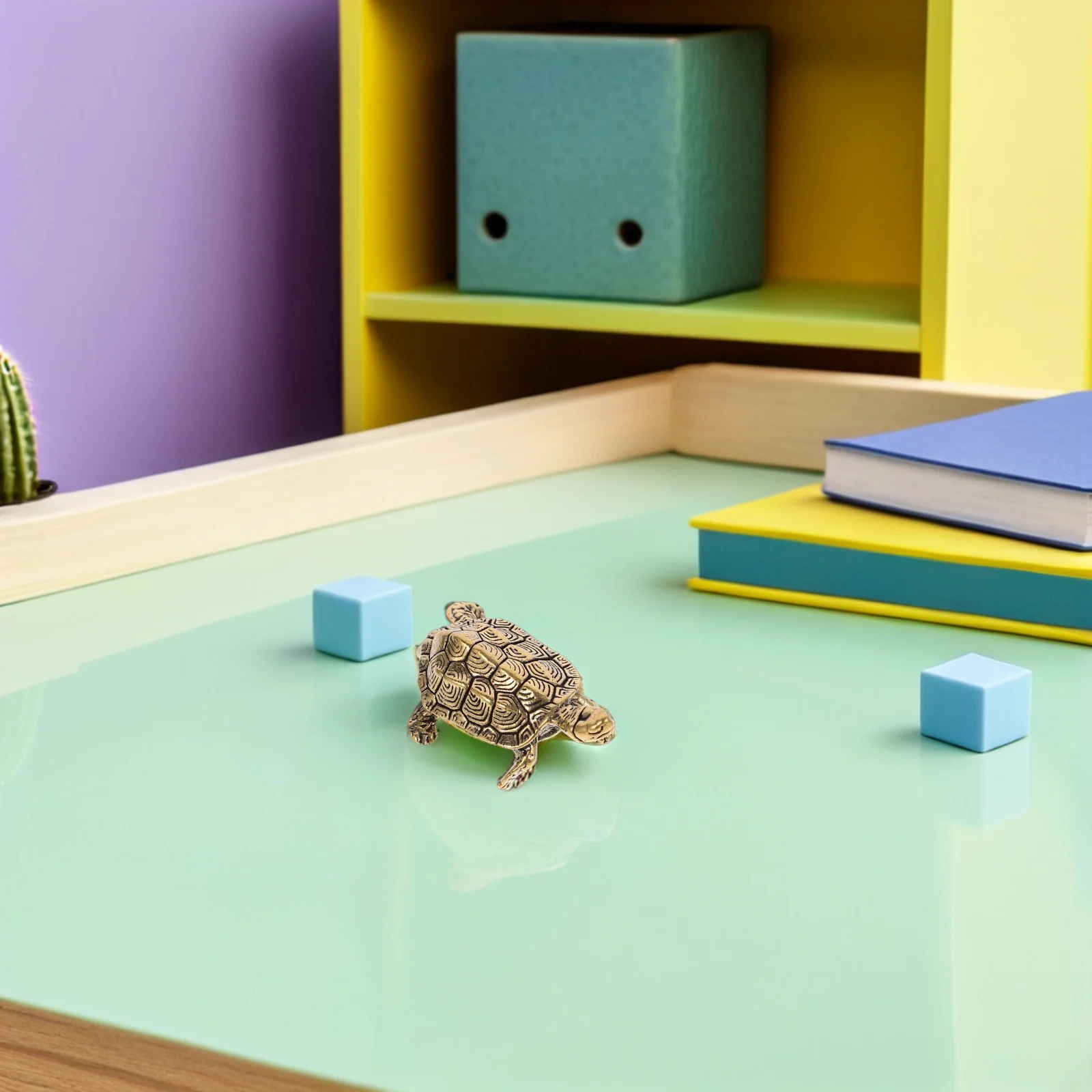 

2Pcs Vintage Brass Gold Turtle Ornament Small Metal Tortoise Sculpture Longevity Feng Shui Home Office Decor