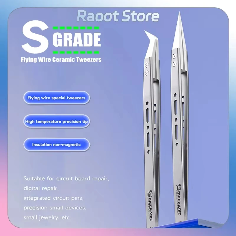 Mechanic SM-11 SM-17 S-grade Ceramic Tweezers For Flying Lines Non-magnetic Anti-adsorption For Precision Electronic Component