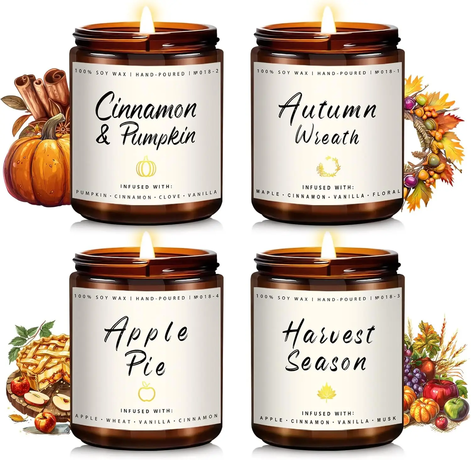 Candle Jars with Lid Fall Scented Candles for Home Soy Candles Gifts Fall Scents  Candles Jar Home Decoration Birthday Candle