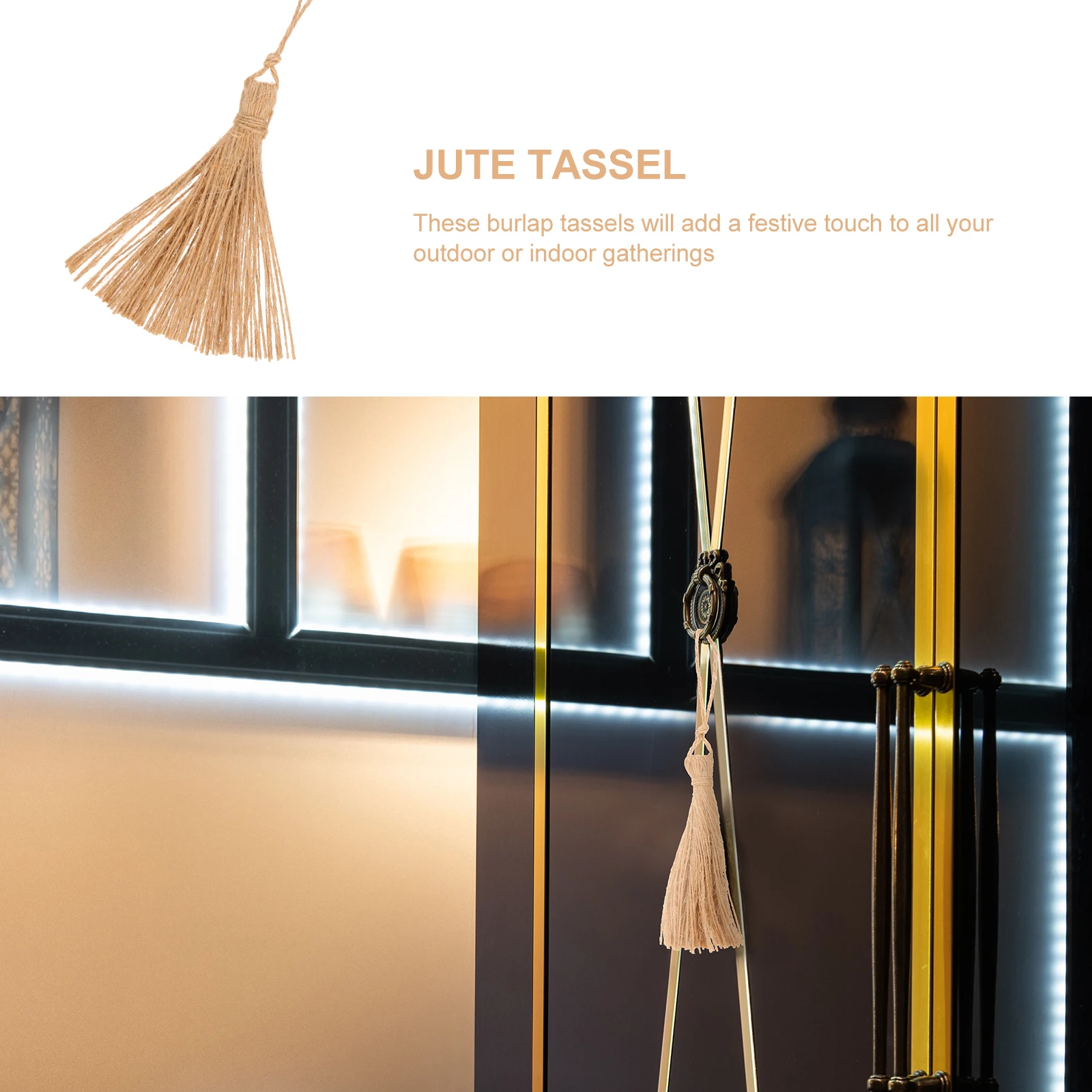 

6 Pcs Twine Tassel Decoration Jute Cord Lace up Tassels for Crafts Ribbon Rope Natural