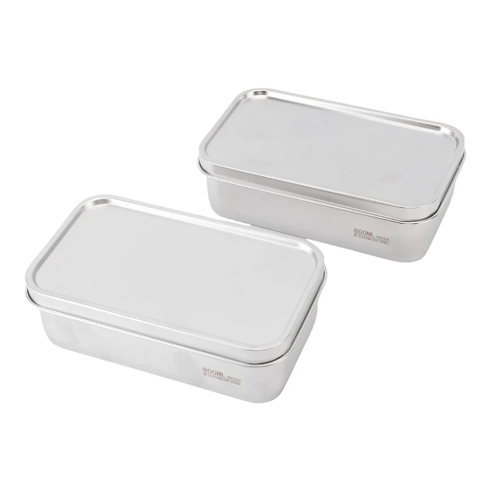 2PCS Practical 304 Stainless Steel Lunch Storage Container 1600ml Compartment Lunch Box Food Container For Camping