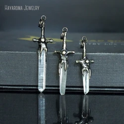 10Pcs Clear Crystal Cross Crisscross Sword Ensiform Christian Necklace Pendant Y2K Jewelry Charm