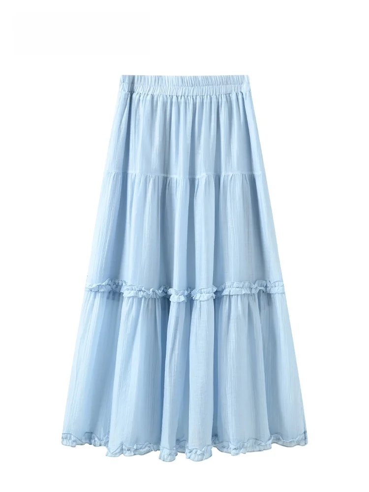 

Юбка трапециевидной формы с высокой талией для женщин больших размеров, летние модные утягивающие грушевидные юбки для девочек, скрывающие мясо, покрывающие юбки