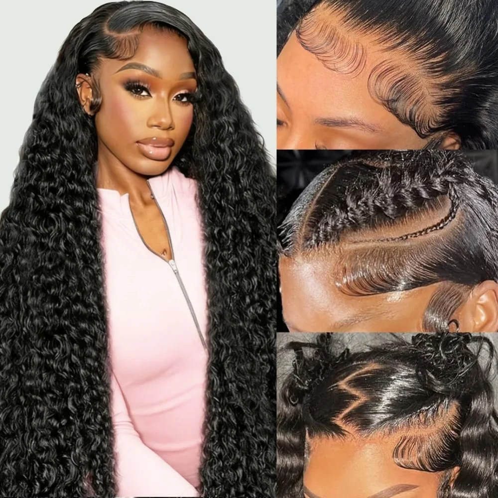 

Ocean Wave Human Hair Wig Glueless 13x4 13x6 Lace Front Wig Human Hair Pre Plucked 250% Density Deep Curly Lace Human Hair Wigs