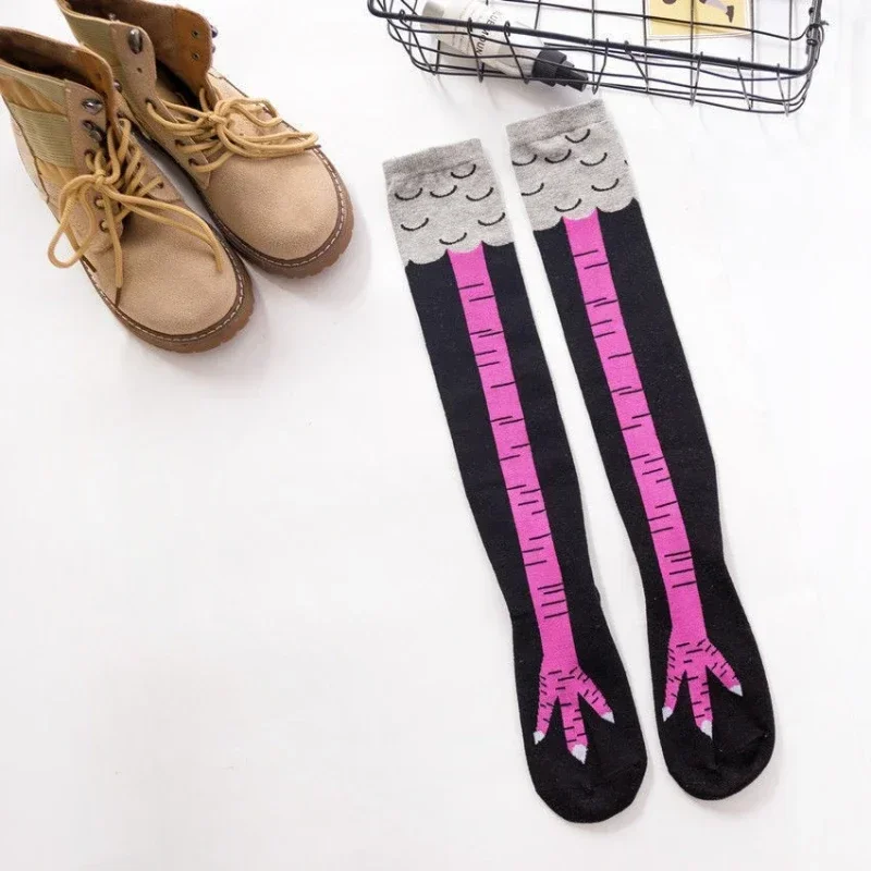 Over-knee Women Socks With Knee Length Chicken Feet Funny Personalized Realistic Chicken Feet Birthday Gifts Trendy Sports Socks