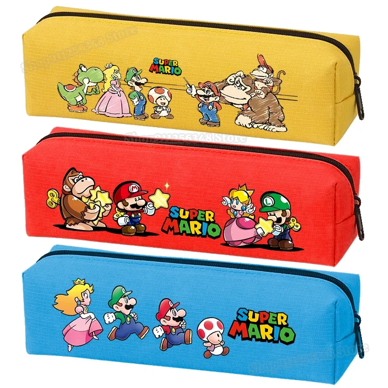 Game Marios Pencilbag Cartoon Super Mario Bros Figure Print Pencilcase Kids School Supplies Stationary Storage Bag Pencil Case