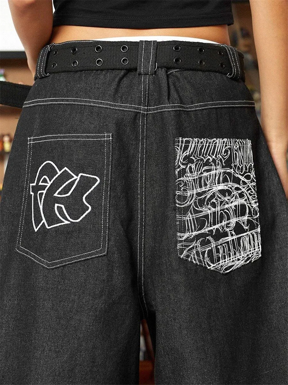 Baggy Wide Leg Shorts Streetwear Vintage Embroidery Woman Jeans Y2k Shorts Oversize Retro Style Shorts Hippie Denim Pants Summer