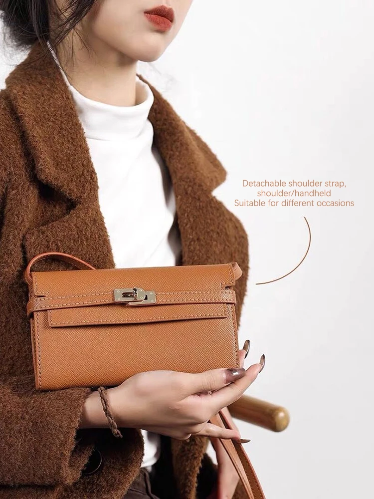 DIY New Ladies Square Tofu Bag Genuine Leather Cowhide Fashion Shoulder Crossbody Luxury Design Money Bag Office Business Trip