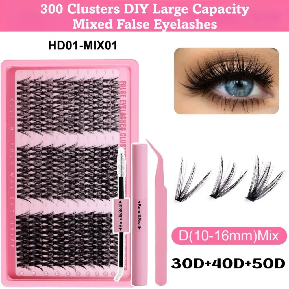Curvature D Falsche Wimpern im Wispy-Stil, Bond and Seal 3D Faux Mink Lash Cluster Design, Multi-Density DIY Wimpernverlängerungs-Set