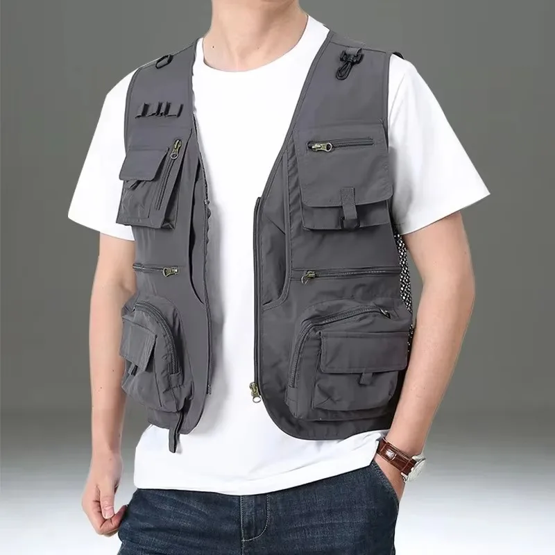 Men's Tank Top Loose Summer Workwear With Multiple Pockets Convenient For Work Wearing Photography Fishing Outdoor Vest Jacket