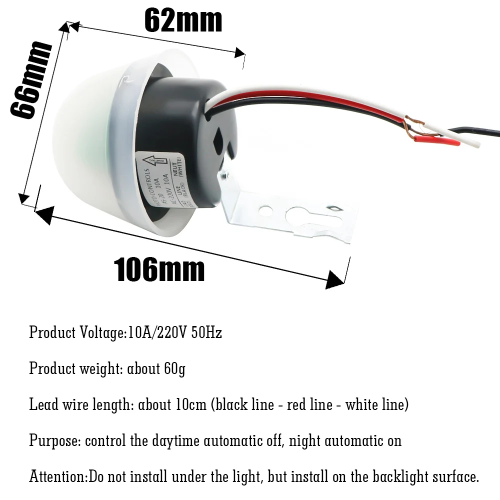 AS-20 AC 220V 10A Waterproof Sensitive Auto Photo Switch On/Off Photocell Street LED Light Switch Sensor Switch Tool