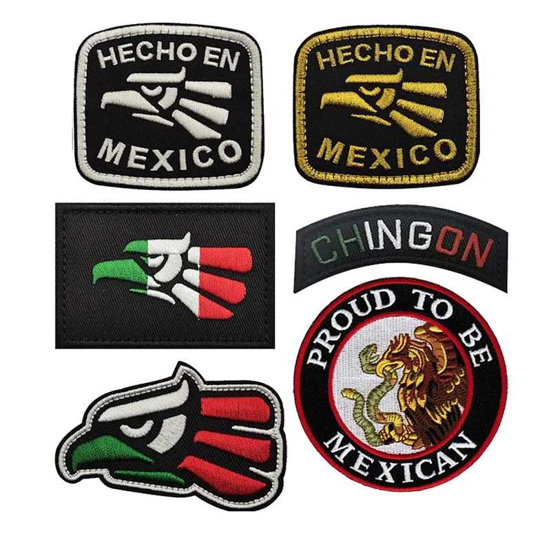 HECHO EN MEXICO Emblem,Mexico Eagle National Flag Badge Clothes Applique Embroidery Patches,Military Backpack Tactical Stickers