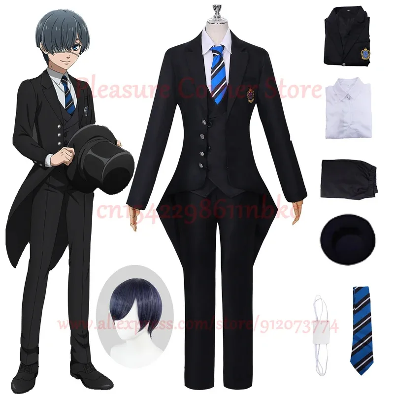 

Full Set Ciel Cosplay Costume Anime Black Butler Ciel Phantomhive School Uniform Black Butler Ciel Cosplay Suits Outfits
