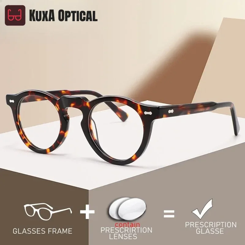 

KUXA Acetate Optical Eyewear Prescription Glasses Recipe Myopia Lenses Progressive Eyeglasses Ocular Transparent Clear CR39 Lens