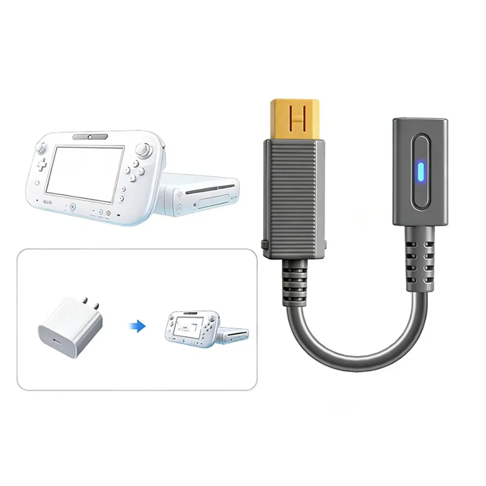 Imagen 3: Cable de carga tipo C de 45W PD para el control de juegos de Nintendo Wii U, cable de alimentación USB C para la consola Wii U.