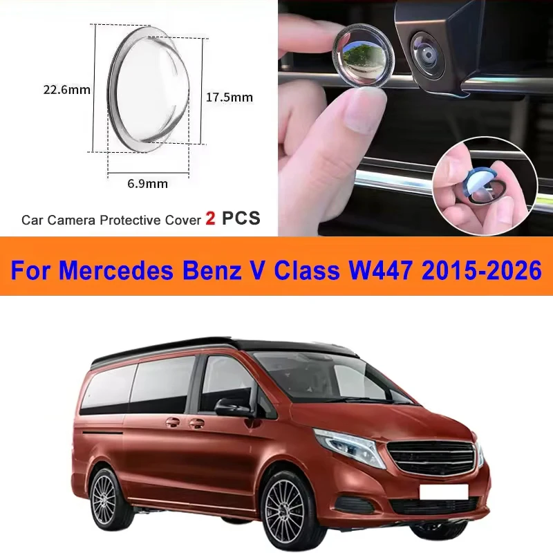 2Pcs For Mercedes Benz V Class W447 2015-2026 PC Lens Protector Stickers 360 Reverse Image Car Camera Cover Anti-Scratch