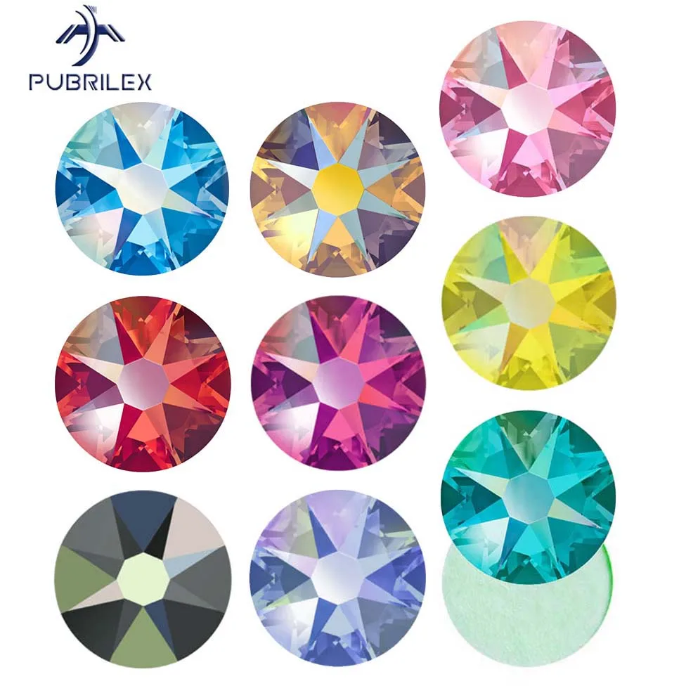 

Стразы Xirius Crystal Glass Effect Shimmer AB Colors Flat Back Rhinestones Shiny Pixie Strass (8 больших, 8 маленьких) для одежды, украшений и нейл-арта