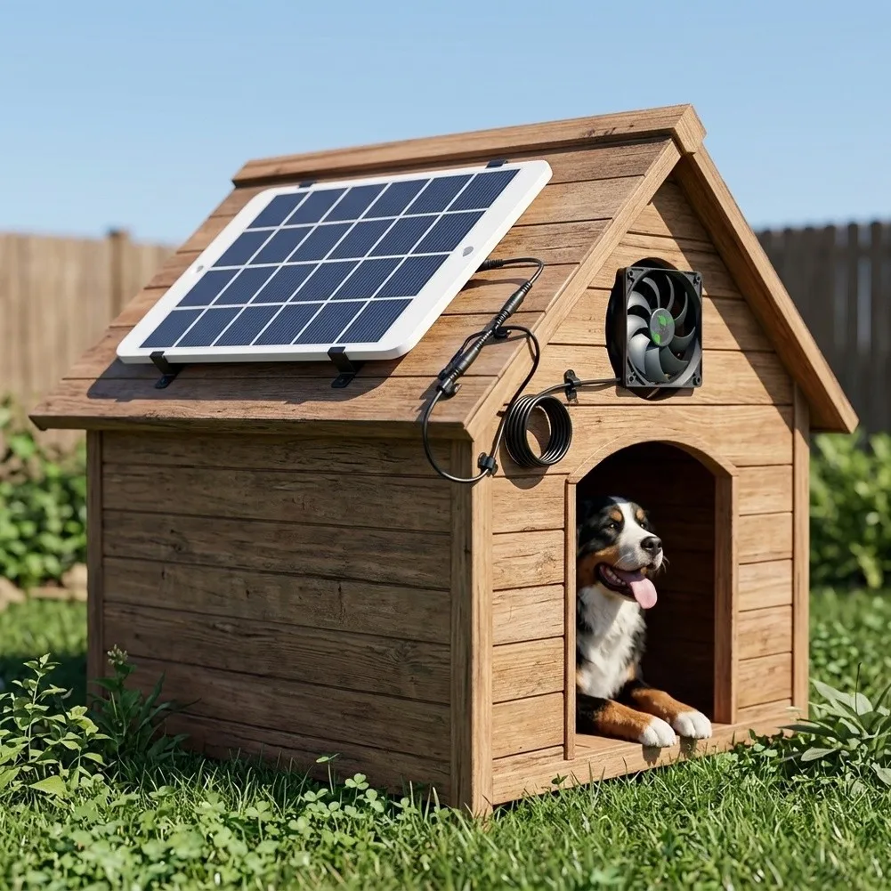 Thin Solar For exhaust Fan 120x120x25mm for For dog House Chicken Greenhouse RV Ventilation 6mm 5V USB Charging 3W