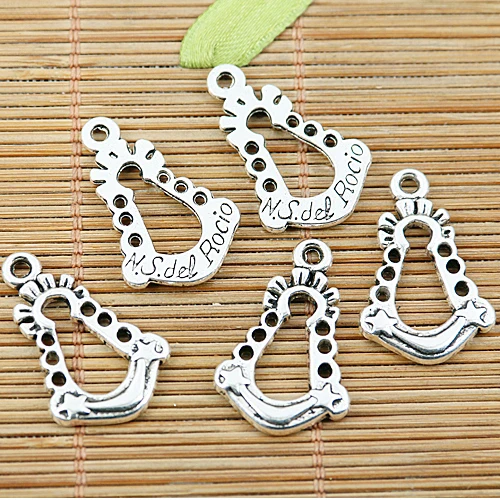 5 sztuk 27*17mm otwór 1.5mm tybetański srebrny N S DEL ROCIO ramka Charms EF1389 Charms do tworzenia biżuterii