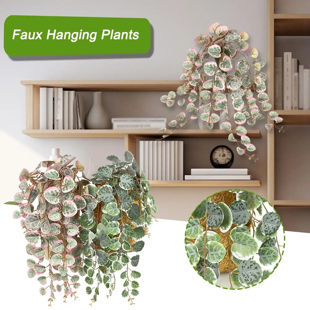 Faux Hanging Plants 126 Leaf Money Leaf Eucalyptus Green Ceiling Large Plant Decoration Vine Artificial Fake Landscape Plan N4J6