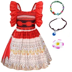 Jurebecia Ocean Adventure Princess Moana Costumes For Girls Birthday Party Dress Up Halloween Backless Outfits With Accessories