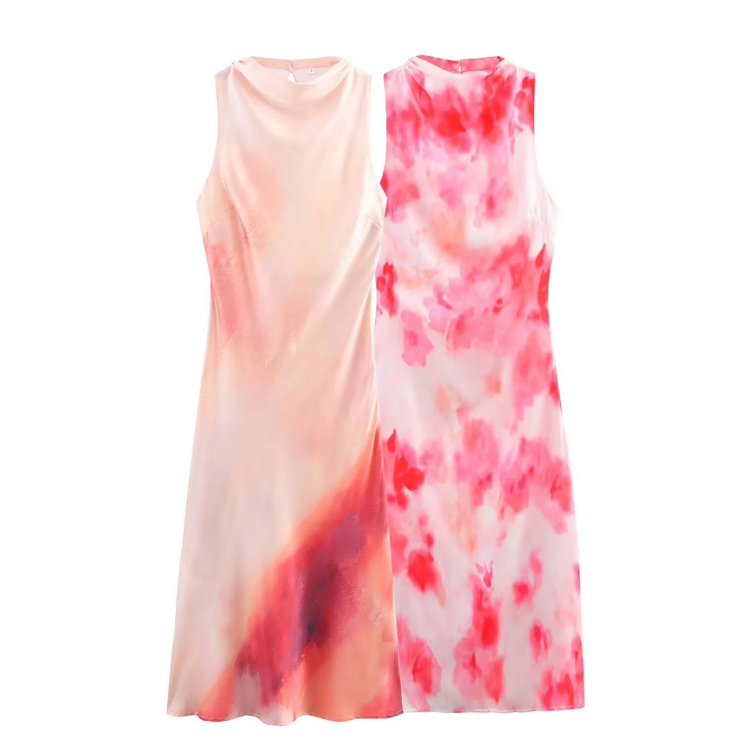 Französisches rosa Kleid 2025, Sommer, neues, elegantes Temperament, geraffte Taille, schlanker, mittellanger, kurzärmliger Teepause-Rock