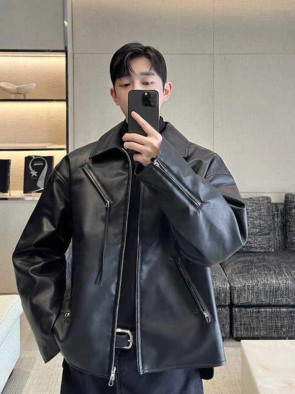 

Street Sle Свободное мотоциклетное хлопковое пальто Jaet ex Модный дизайн с двойной молнией Молодежный длинный свет из полиэфирного волокна