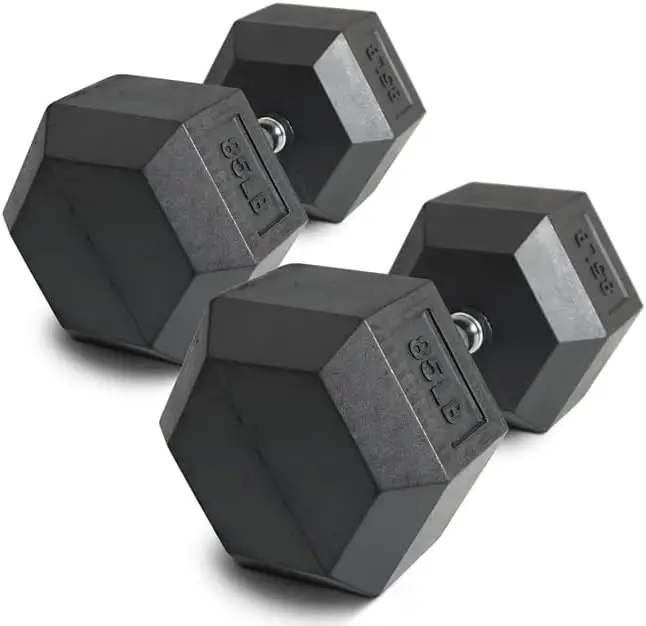 

Titan Fitness Pair Free Weights, Black Rubber Coated Hex Dumbbell, Ergonomic Cast Iron Handle, Strength Training