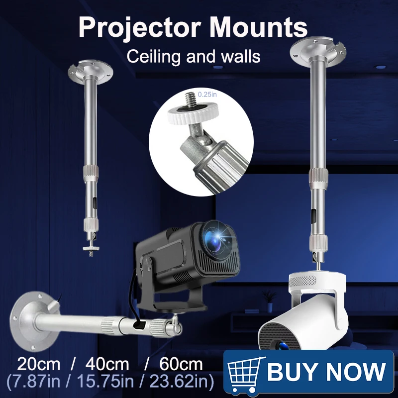 DITONG Projector Tripod Metal Wall Ceiling Mount 1/4 Holder Stand Mounting for HY300 Pro HY320 mini P30 TD80W Mini Projector