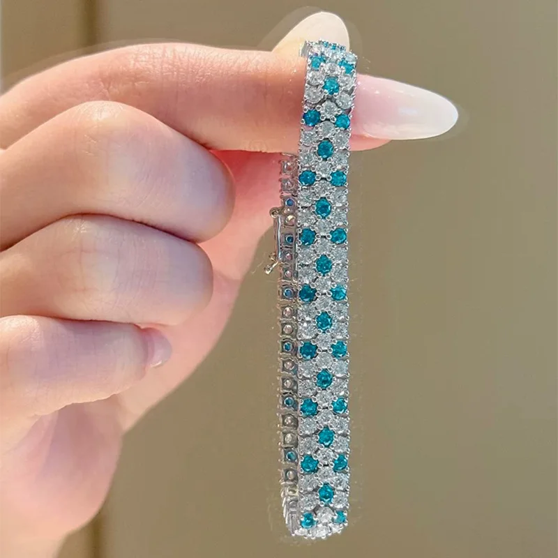 New 100% S925 sterling silver bracelet with luxurious Parman diamonds, fashionable and high-end women's wedding jewelry