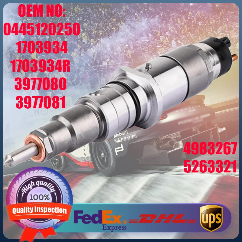 Common Rail Fuel Injector 0445120250 0445120260 5263321 1703934 3977080 Suitable for Cummins ISB/QSB 4.5 Engine DAF LF Truck