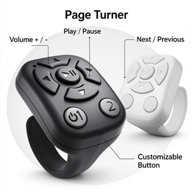 Wireless Auto Clicker Remote Controller Portable Wearable E-book Page Turner Convenient Page Scrolling for Phone Tablet