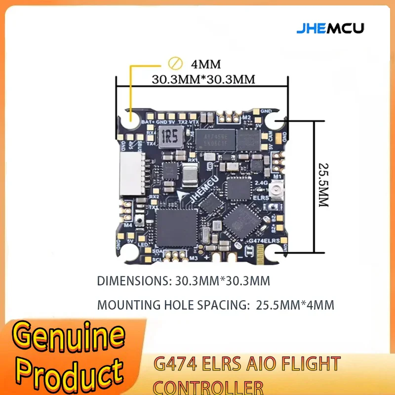 

JHEMCU G474ELRS AIO Flight Controller Built-in 2.4G Receiver OSD 8MB Black Box 1-2S 25x25mm for RC FPV Freestyle Drone