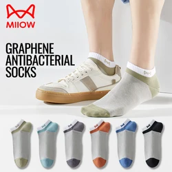 MiiOW Cotton Short Socks Men Antibacterial Anti Sweat Crew Ankle Socks Anti Odor Deodorant Breathable Sports Business Boat Sock