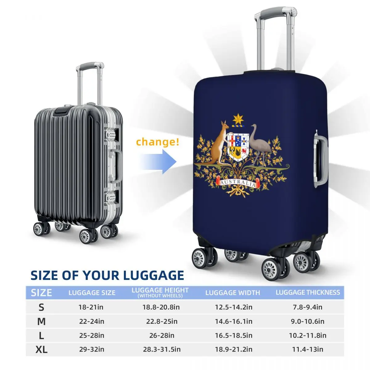 Custom Coat Of Arms Of Australia Flag Luggage Cover Elastic Travel Suitcase Protective Covers Suit For 18-32 inch