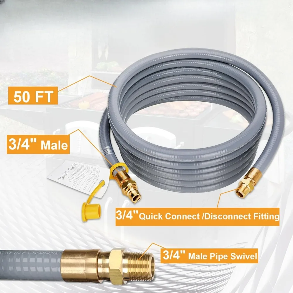 gas hose for quick connection for NG/LP propane appliances, grill patio heater generators, indoors and outdoors