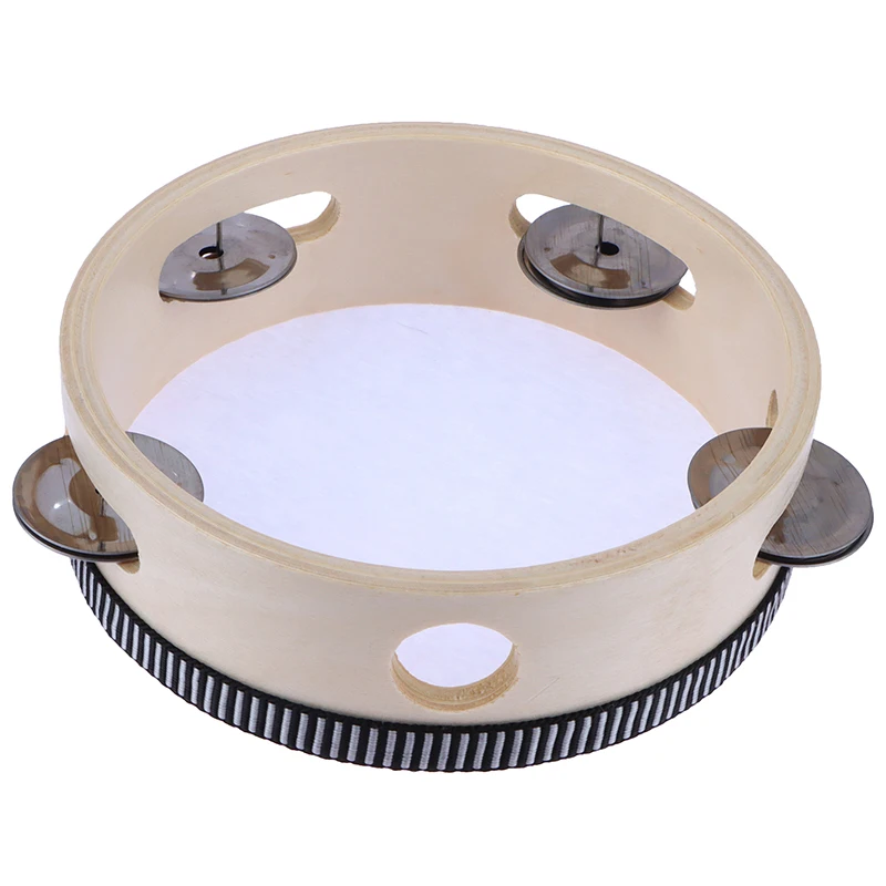 Tambor de pandereta de madera para niños, tambor de mano, instrumentos musicales de percusión, juguetes educativos, 15cm, 1 unidad