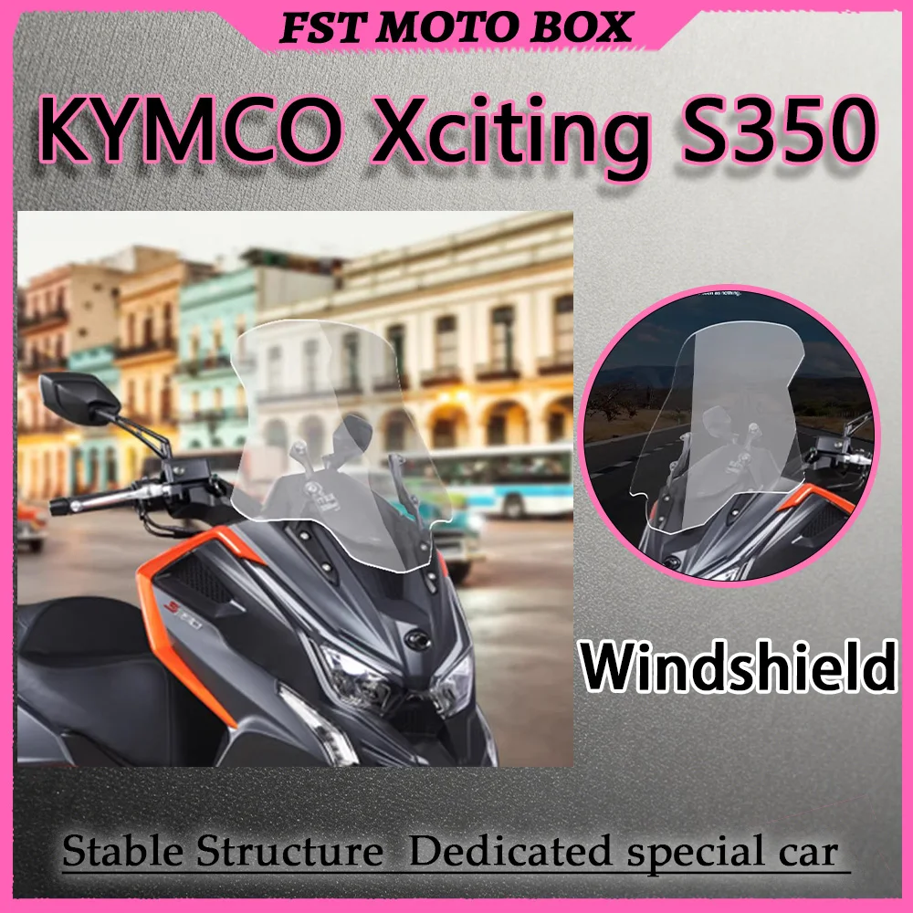 FOR KYMCO Xciting S350 Universal Windshield - Heightened & Wider Design for Seamless Installation at Original Mounting Points
